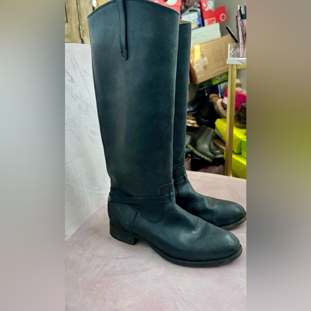 Frye traditional riding boot in supple soft black leather